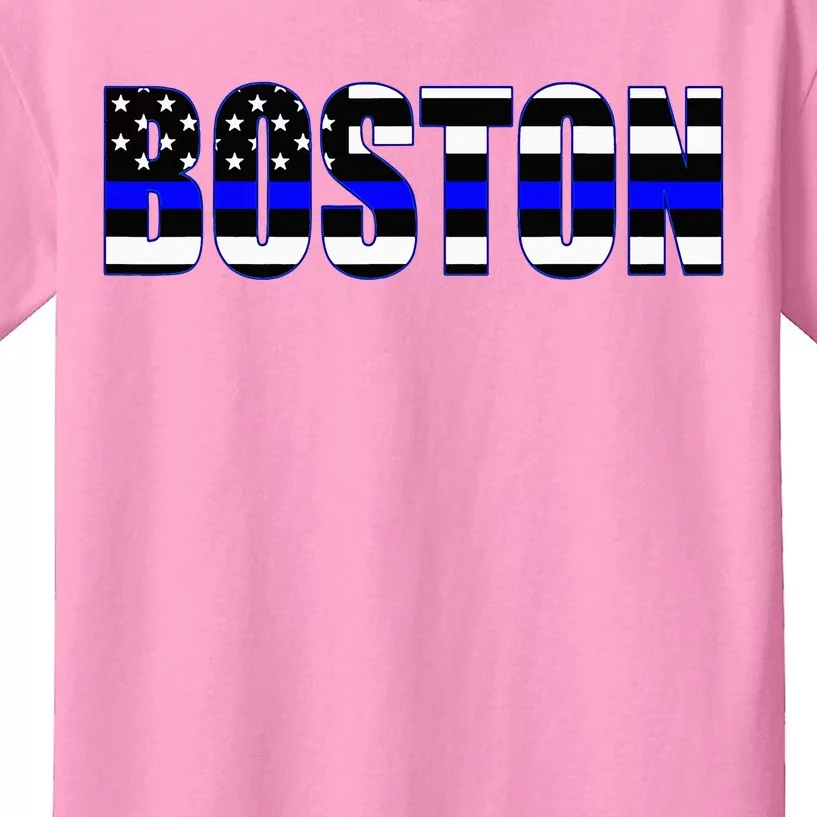 Protect And Serve In Boston Police Flag Pd Kids T-Shirt