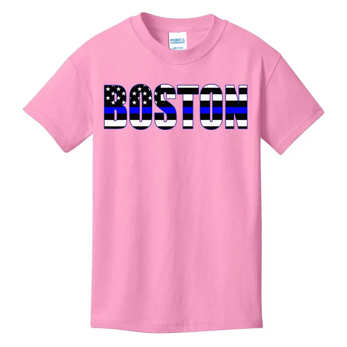 Protect And Serve In Boston Police Flag Pd Kids T-Shirt