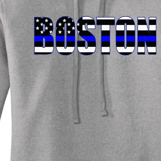 Protect And Serve In Boston Police Flag Pd Women's Pullover Hoodie