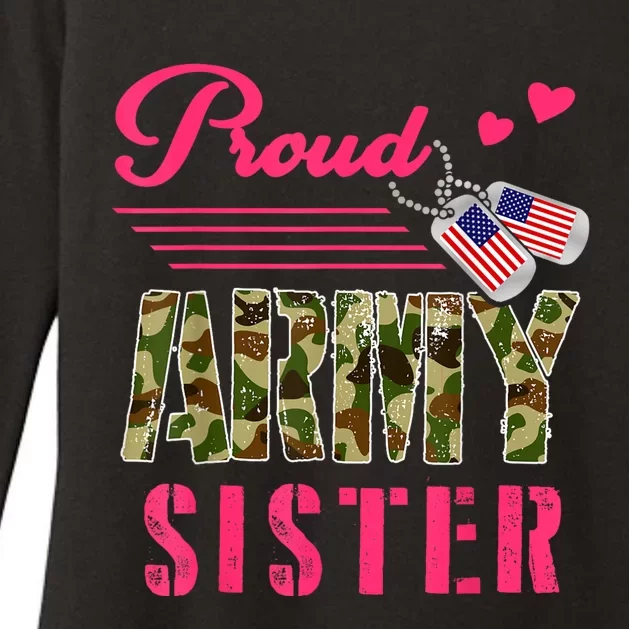 Proud Army Sister Military Camo Dog Tag Best Friend Solider Womens CVC Long Sleeve Shirt