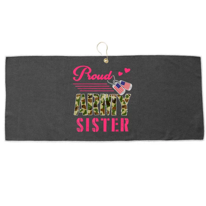 Proud Army Sister Military Camo Dog Tag Best Friend Solider Large Microfiber Waffle Golf Towel