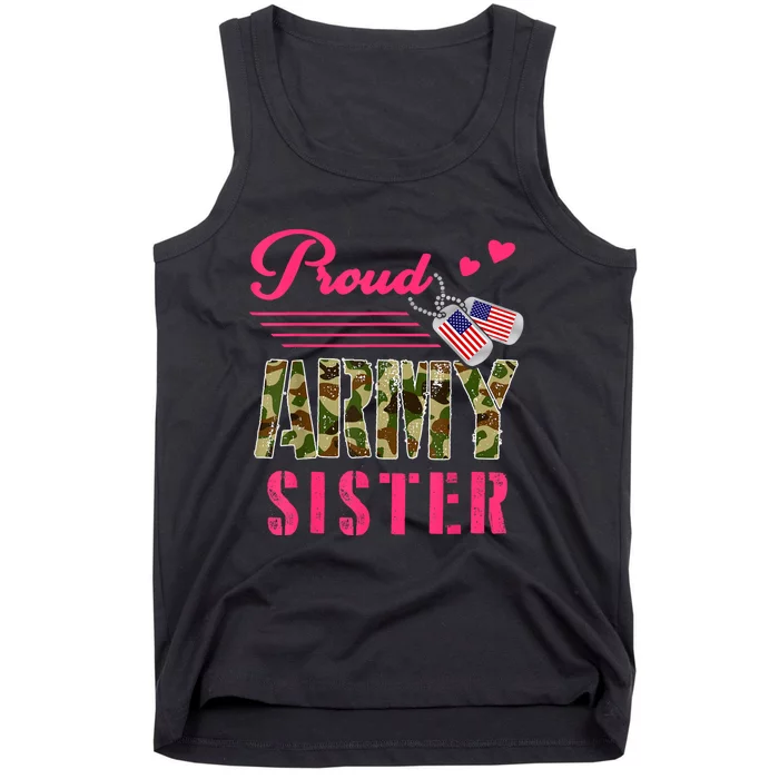 Proud Army Sister Military Camo Dog Tag Best Friend Solider Tank Top