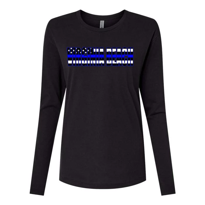 Protect And Serve In Virginia Beach Police Flag PD Womens Cotton Relaxed Long Sleeve T-Shirt