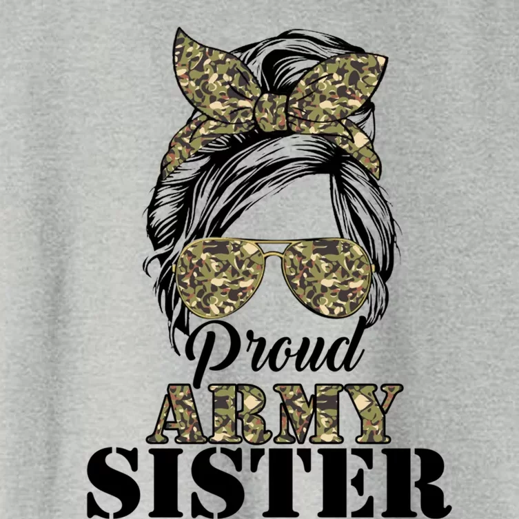 Proud Army Sister Camouflage Messy Bun Soldier MotherS Day Meaningful Gift Women's Crop Top Tee