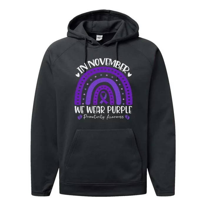 Prematurity Awareness Support In November We Wear Purple Performance Fleece Hoodie