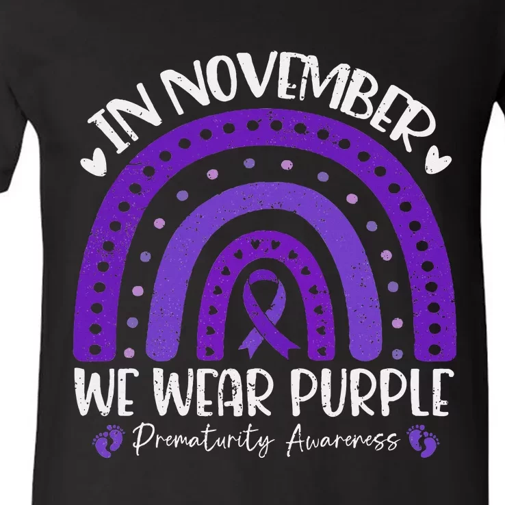 Prematurity Awareness Support In November We Wear Purple V-Neck T-Shirt