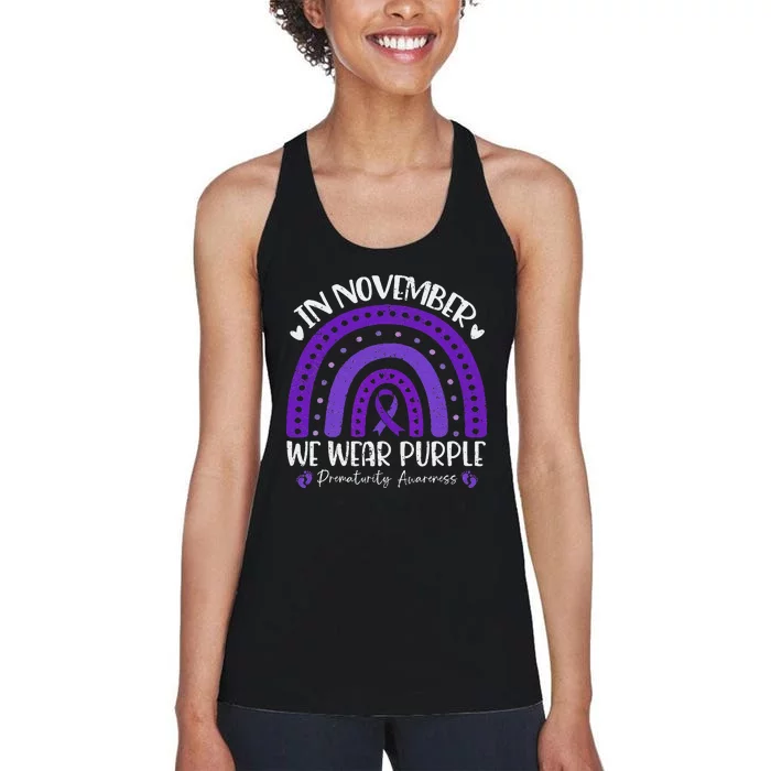 Prematurity Awareness Support In November We Wear Purple Women's Racerback Tank