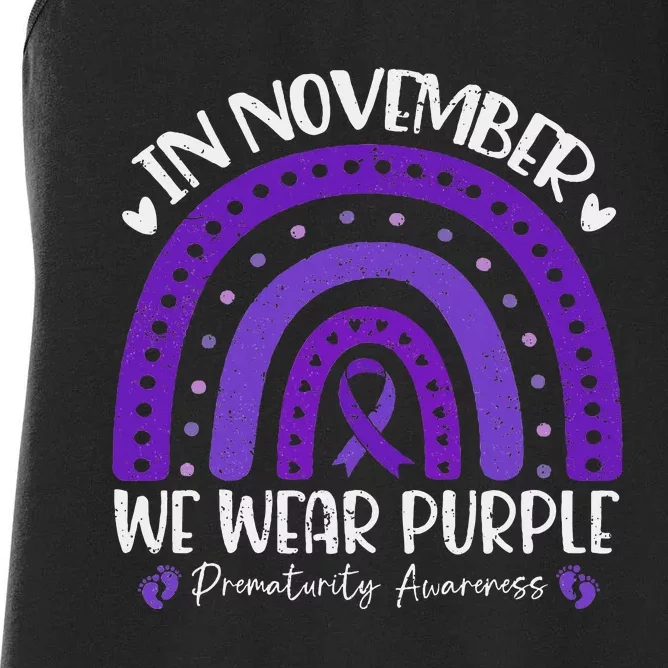 Prematurity Awareness Support In November We Wear Purple Women's Racerback Tank