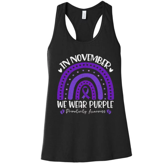 Prematurity Awareness Support In November We Wear Purple Women's Racerback Tank