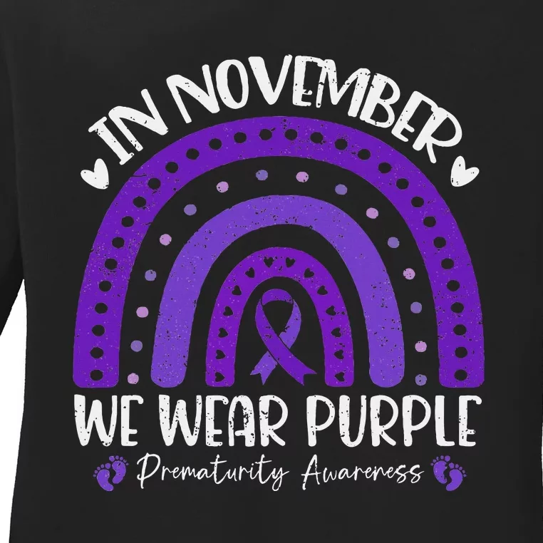 Prematurity Awareness Support In November We Wear Purple Ladies Long Sleeve Shirt