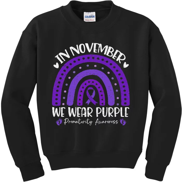 Prematurity Awareness Support In November We Wear Purple Kids Sweatshirt