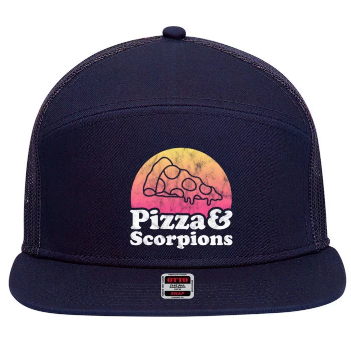 Pizza And Scorpions Or Scorpion Gift 7 Panel Mesh Trucker Snapback Hat