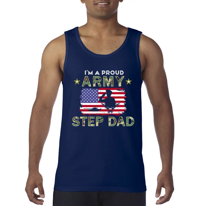 Proud Army StepDad-I'm A Proud Army Step Dad Camouflage Army Tank Top