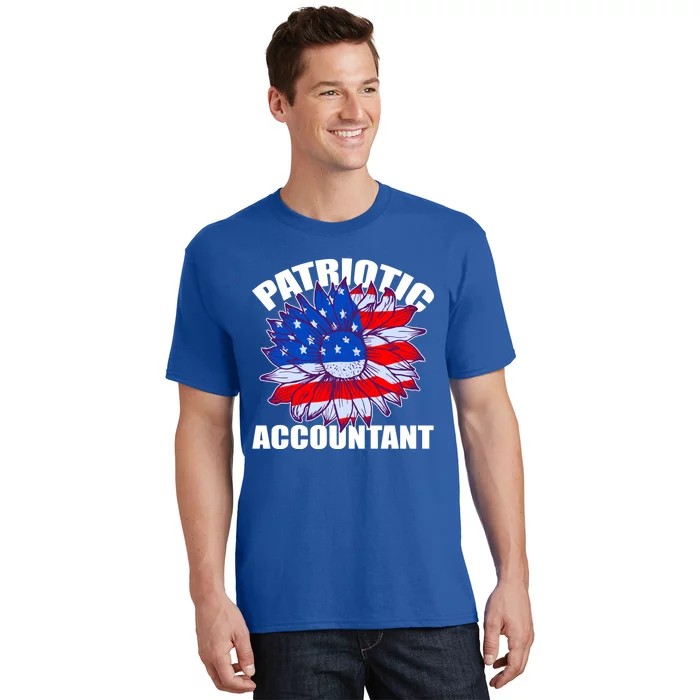 Patriotic Accountant Sunflower Retro Job America Flag Gift T-Shirt