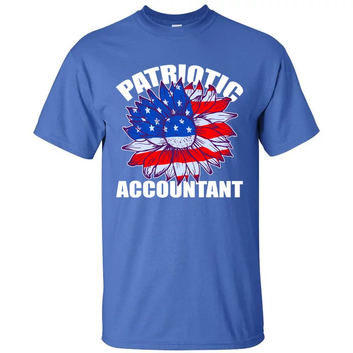 Patriotic Accountant Sunflower Retro Job America Flag Gift Tall T-Shirt