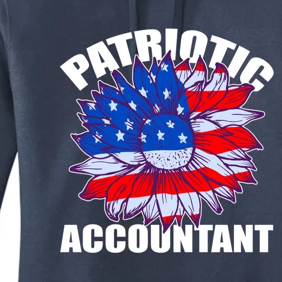 Patriotic Accountant Sunflower Retro Job America Flag Gift Women's Pullover Hoodie