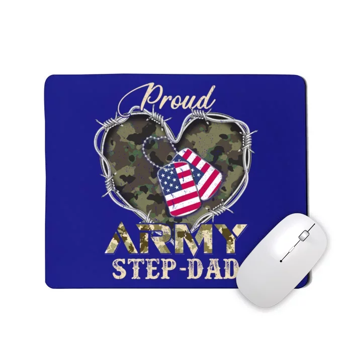 Proud Army Stepgiftdad With Heart American Flag For Veteran Funny Gift Mousepad