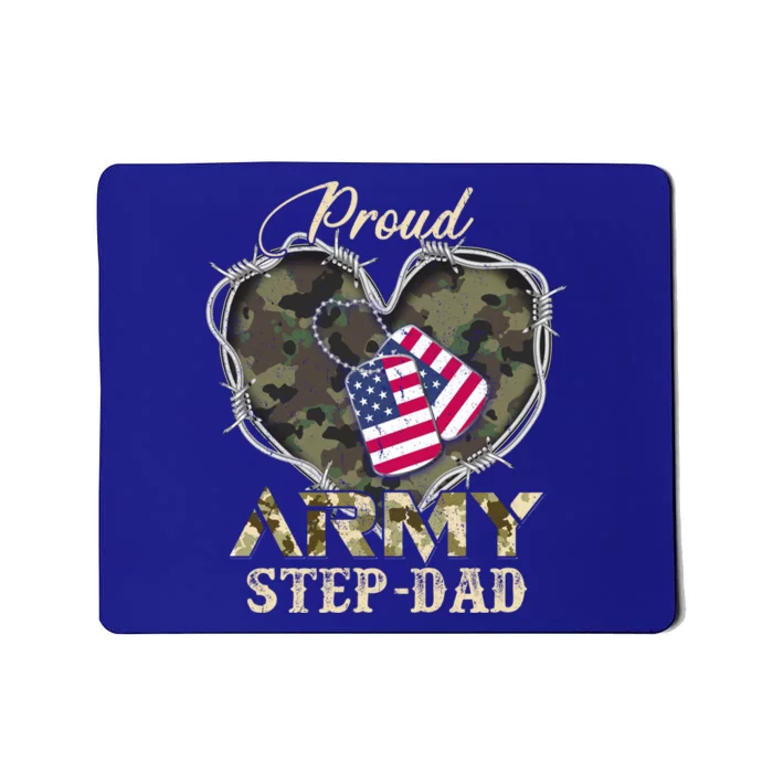 Proud Army Stepgiftdad With Heart American Flag For Veteran Funny Gift Mousepad