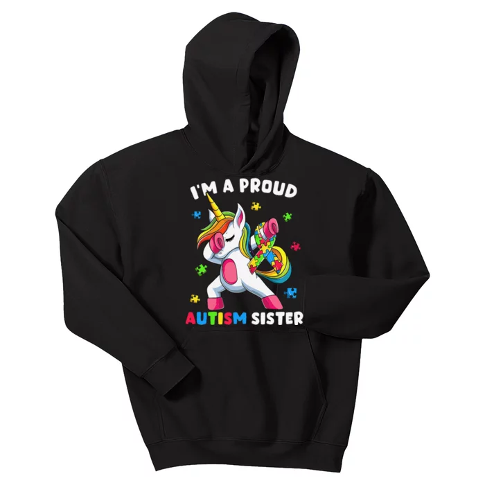 Proud Autism Sister Dab Dance S, Dabbing Unicorn Kids Hoodie