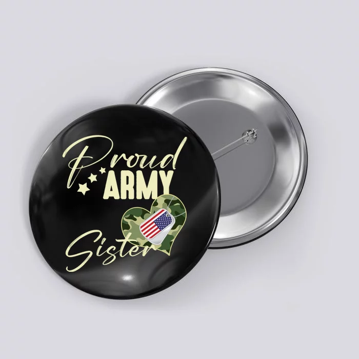 Proud Army Sister Camouflage Dog Tag Usa American Flag Button