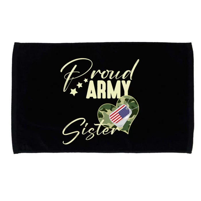 Proud Army Sister Camouflage Dog Tag Usa American Flag Microfiber Hand Towel