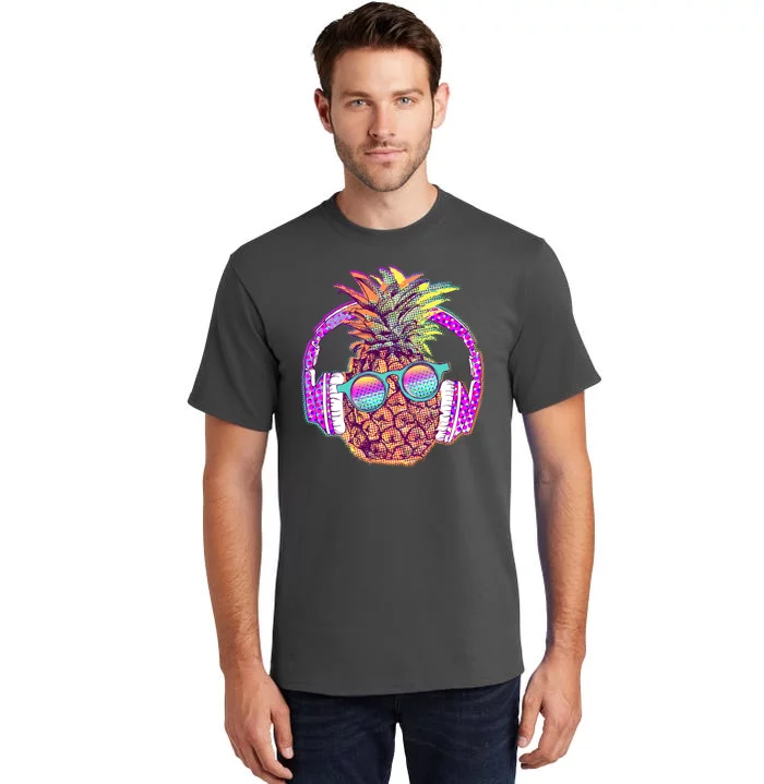 Pop Art Summer Time Headphones Pineapple Tall T-Shirt