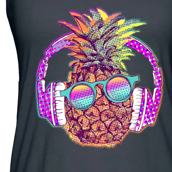 Pop Art Summer Time Headphones Pineapple Ladies Essential Flowy Tank