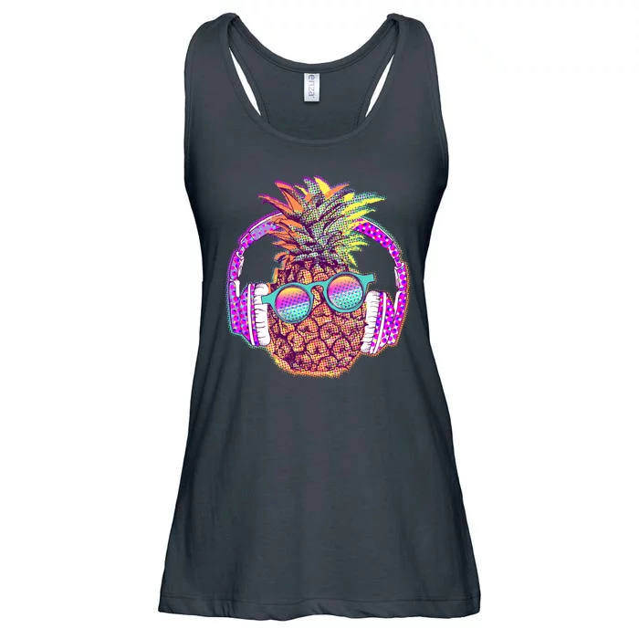 Pop Art Summer Time Headphones Pineapple Ladies Essential Flowy Tank