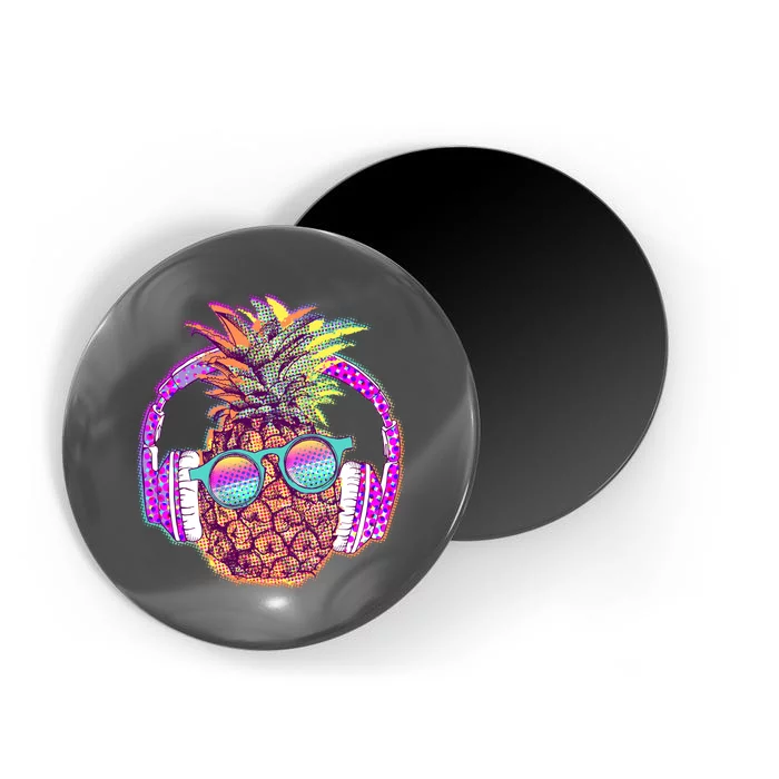 Pop Art Summer Time Headphones Pineapple Magnet