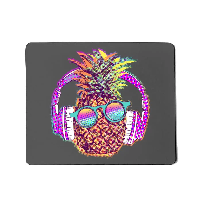 Pop Art Summer Time Headphones Pineapple Mousepad