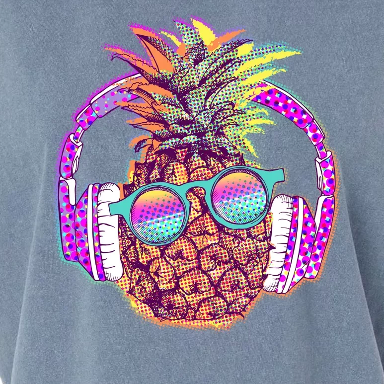 Pop Art Summer Time Headphones Pineapple Garment-Dyed Women's Muscle Tee