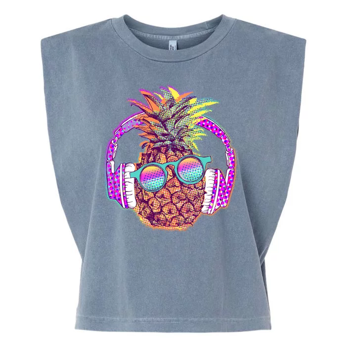 Pop Art Summer Time Headphones Pineapple Garment-Dyed Women's Muscle Tee