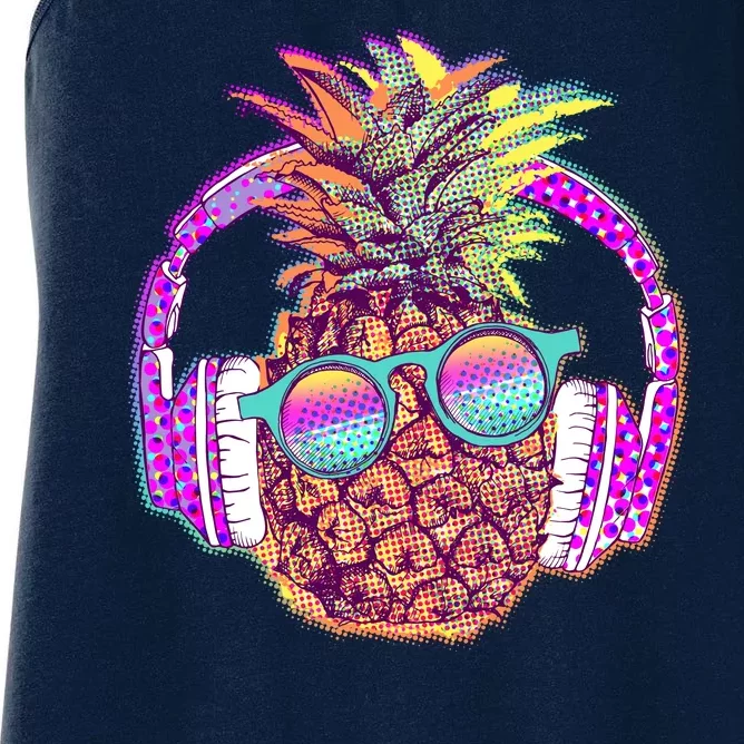 Pop Art Summer Time Headphones Pineapple Women's Racerback Tank