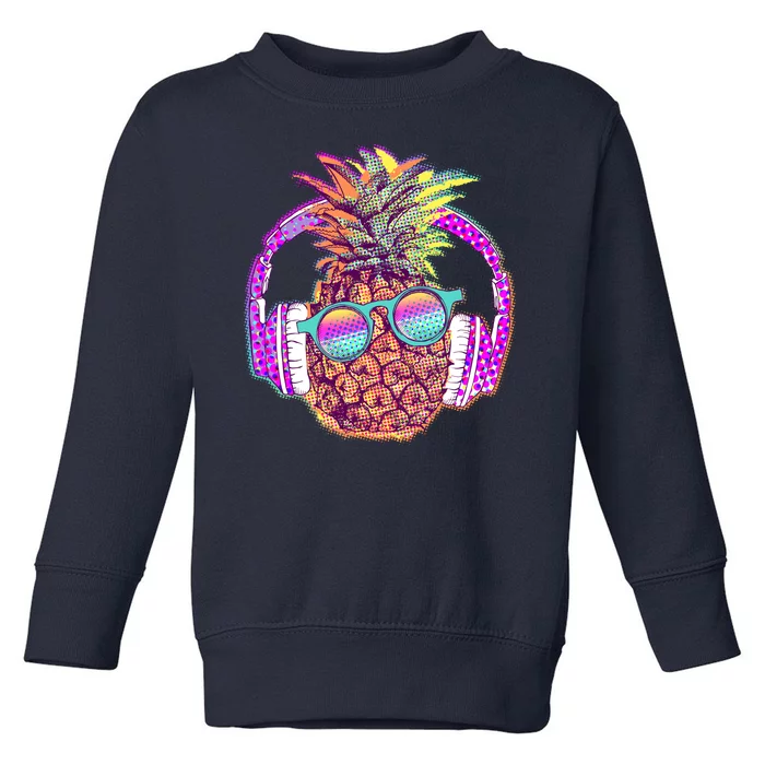 Pop Art Summer Time Headphones Pineapple Toddler Sweatshirt