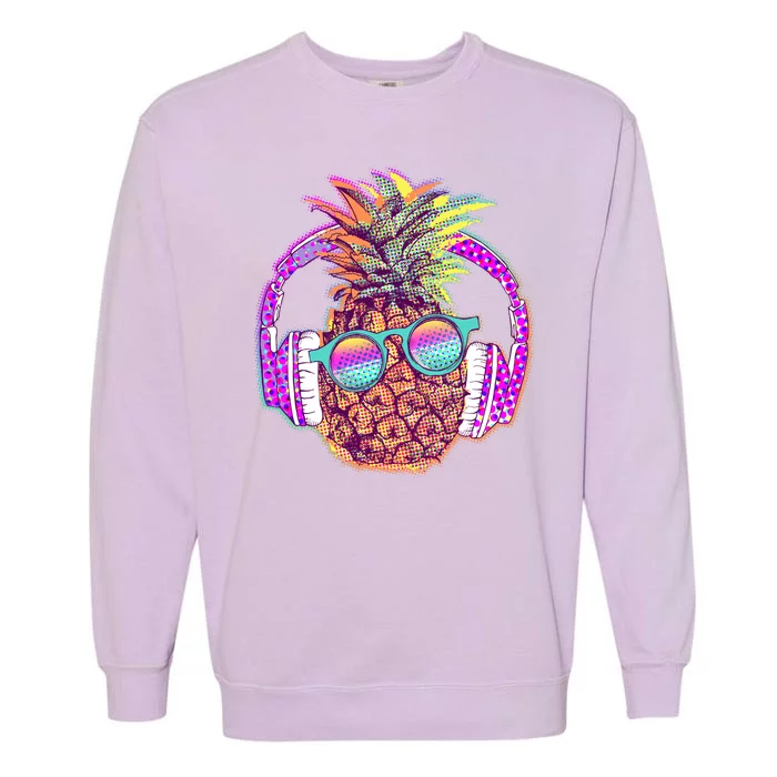 Pop Art Summer Time Headphones Pineapple Garment-Dyed Sweatshirt