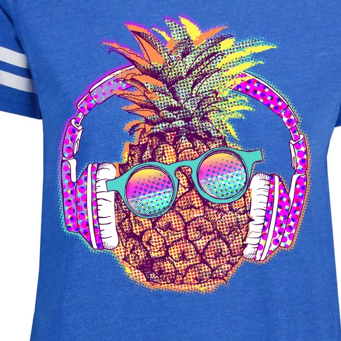 Pop Art Summer Time Headphones Pineapple Enza Ladies Jersey Football T-Shirt