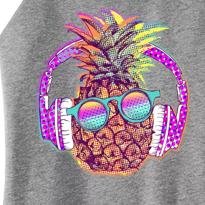 Pop Art Summer Time Headphones Pineapple Women’s Perfect Tri Rocker Tank