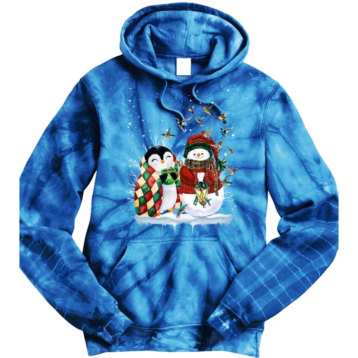 Penguin And Snow Merry Christmas Penguin Lover Meaningful Gift Tie Dye Hoodie