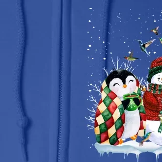 Penguin And Snow Merry Christmas Penguin Lover Meaningful Gift Full Zip Hoodie