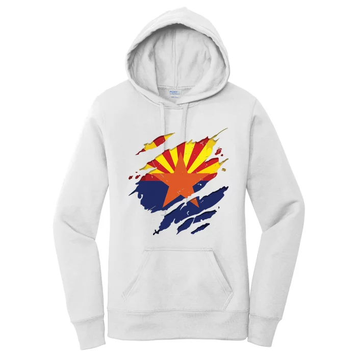 Proud Arizonan Shirts Az State Torn Ripped Arizona Flag Women's Pullover Hoodie