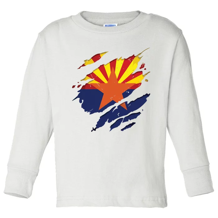 Proud Arizonan Shirts Az State Torn Ripped Arizona Flag Toddler Long Sleeve Shirt