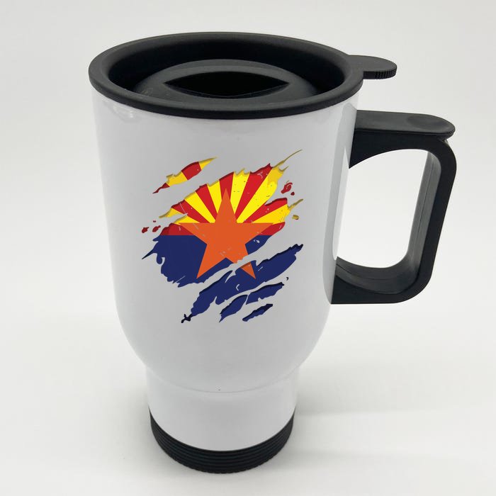 Proud Arizonan Shirts Az State Torn Ripped Arizona Flag Stainless Steel Travel Mug