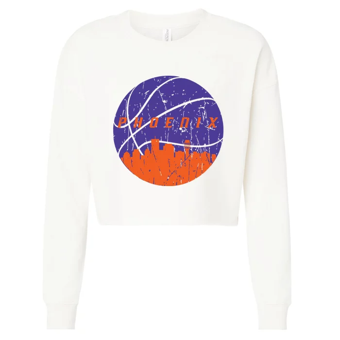 Phoenix Arizona State Love Basketball Vintage Design Cropped Pullover Crew