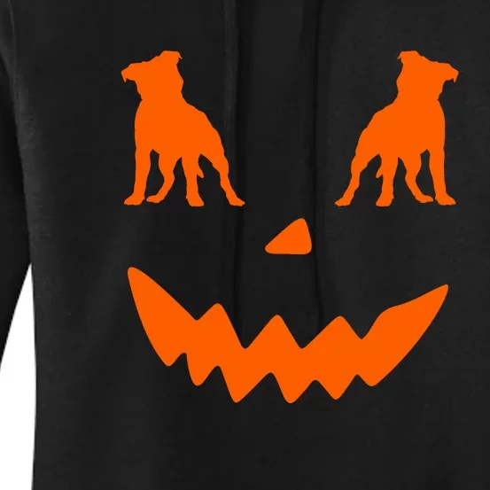 Pumpkin American Staffordshire Terrier Dog Halloween Women's Pullover Hoodie