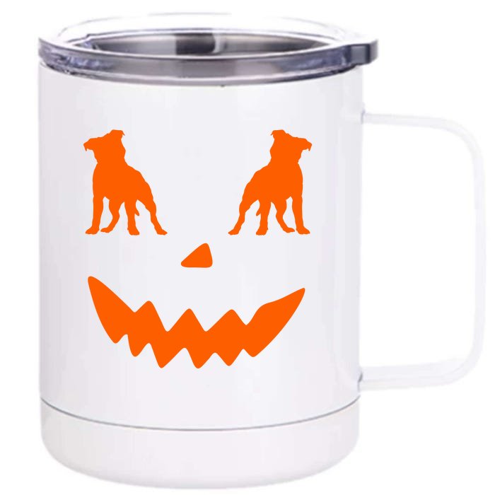 Pumpkin American Staffordshire Terrier Dog Halloween Front & Back 12oz Stainless Steel Tumbler Cup