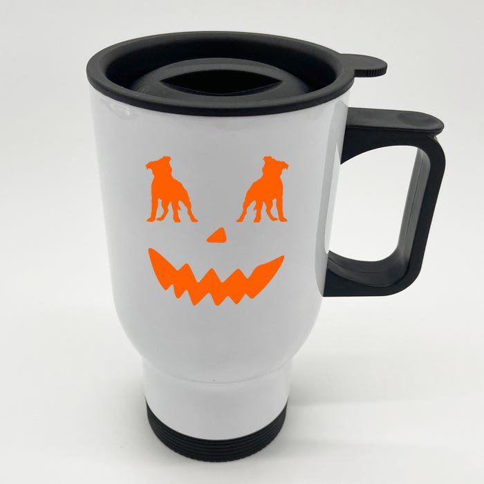 Pumpkin American Staffordshire Terrier Dog Halloween Front & Back Stainless Steel Travel Mug