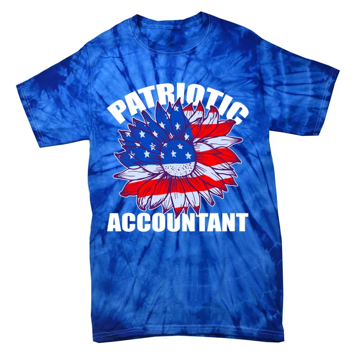 Patriotic Accountant Sunflower Retro Job America Flag Gift Tie-Dye T-Shirt