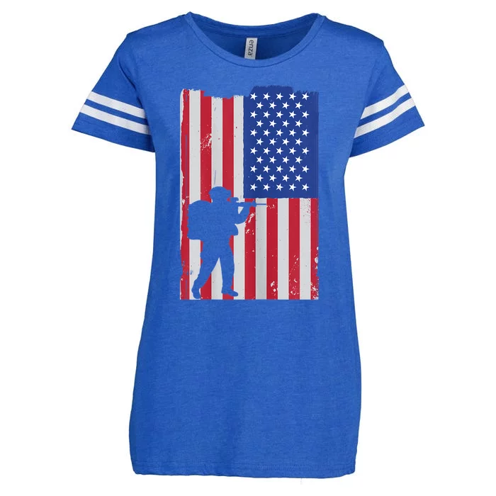 Patriot American Soldier Enza Ladies Jersey Football T-Shirt