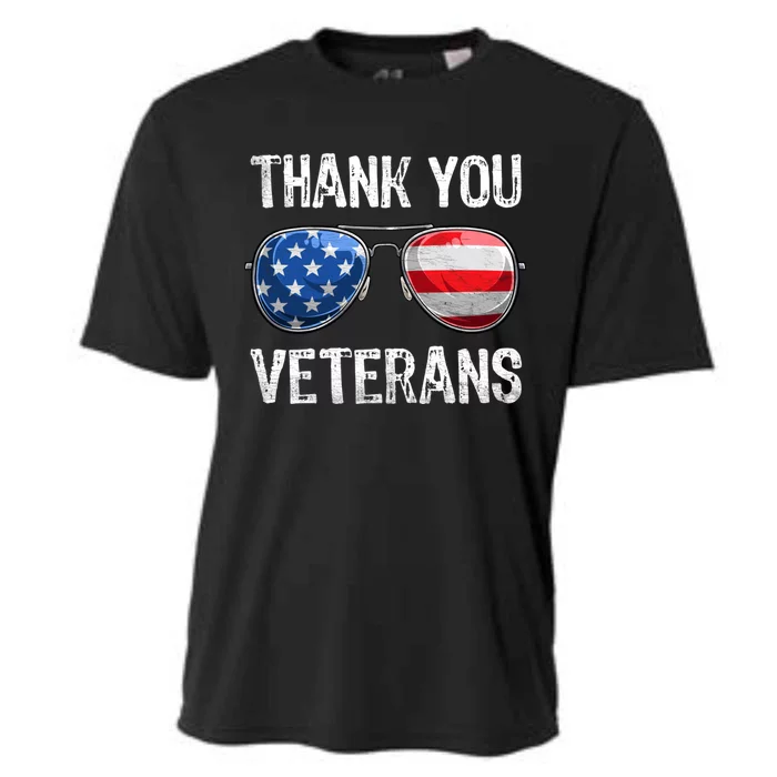 Patriotic America Sunglasses Thank You Veterans Day Gift Cooling Performance Crew T-Shirt