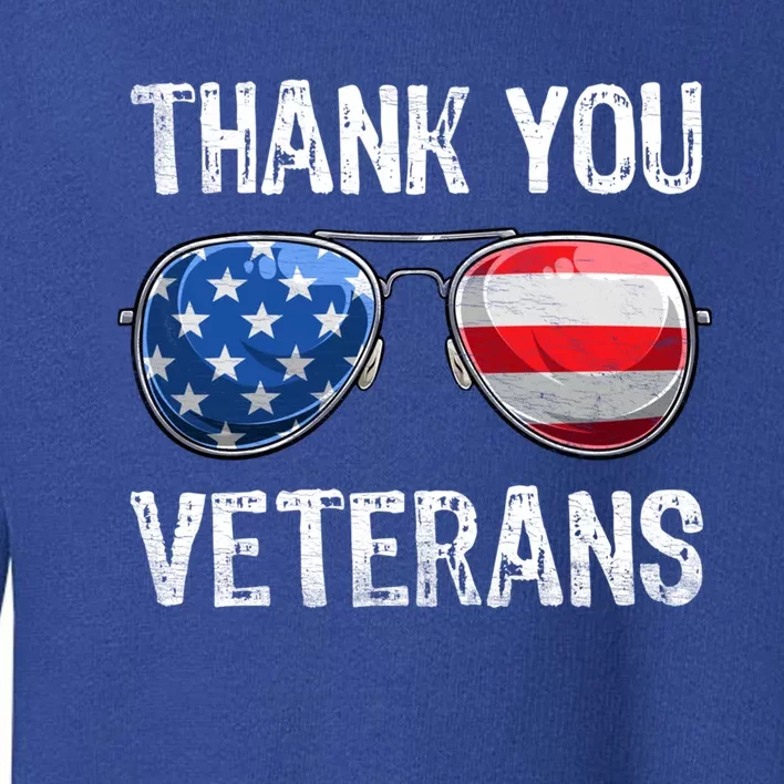 Patriotic America Sunglasses Thank You Veterans Day Gift Toddler Sweatshirt